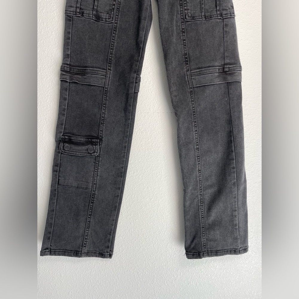 Hidden LA Tracey Cargo Jeans Black Faded High Rise Straight Leg - Picture 2 of 13